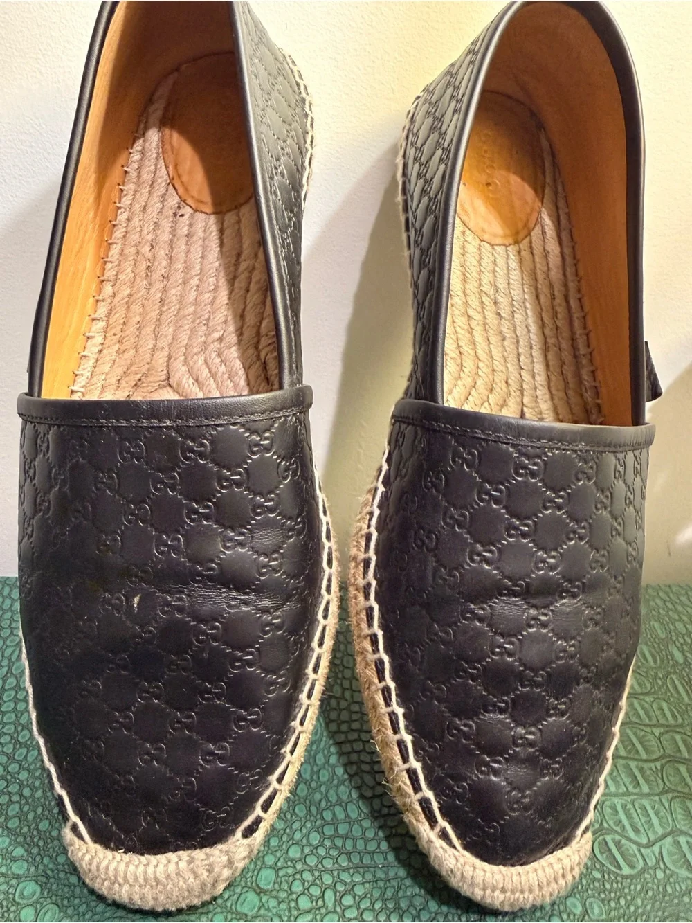 Gucci Black Quilted Leather Espadrille Slip-Ons